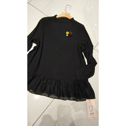 1609芮娜依莲2026春新款加肥加大码女装通勤蕾丝拼接醋酸料小衫