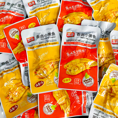 香海香卤小黄鱼500g 卤香味香辣味小鱼干办公室零食即食小吃 包邮