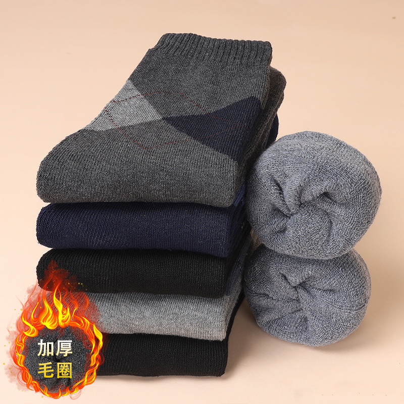 保暖加绒加厚袜子男长袜秋男