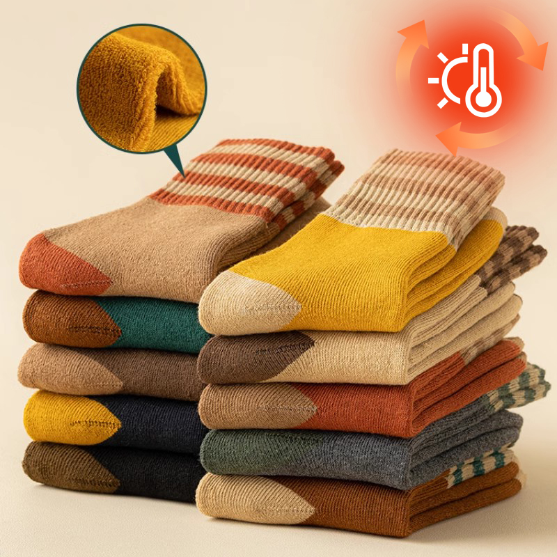 10双袜子女冬季超厚中筒袜加绒加厚保暖棉袜睡眠条纹羊绒月子长袜