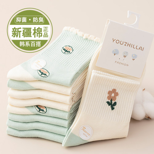 7A抗菌消臭袜子女士中筒袜秋冬款