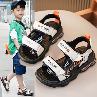 男童鞋 夏季 子真皮2024新款 儿童凉鞋 软底防滑气垫中大童运动沙滩鞋