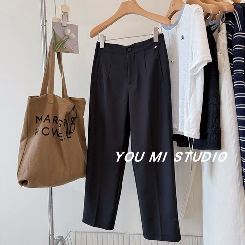 暴瘦神秘小黑裤小铁片西装裤九分