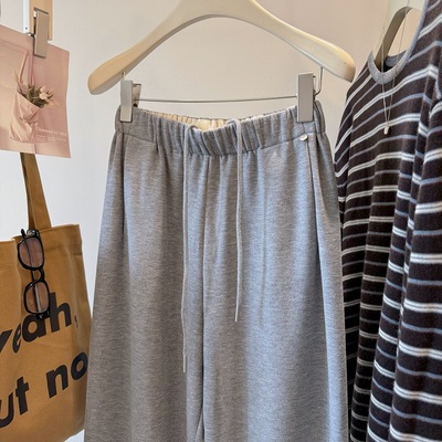 韩国腰围小铁扣软糯垂感直筒裤