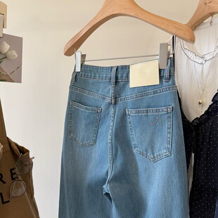 牛仔裤 新春站裤 浅色小个子法棍裤 窄版 四面弹显瘦高腰直筒九分裤