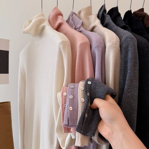 抗起球100美丽诺羊毛打底针织衫