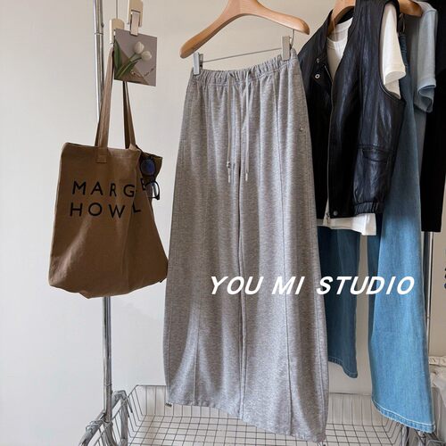 春日松弛小铁扣松紧腰垂感休闲裤