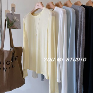 巨爱 %20羊毛软乎乎天丝圆领显瘦面膜衣内搭T恤女上衣 B入基础T