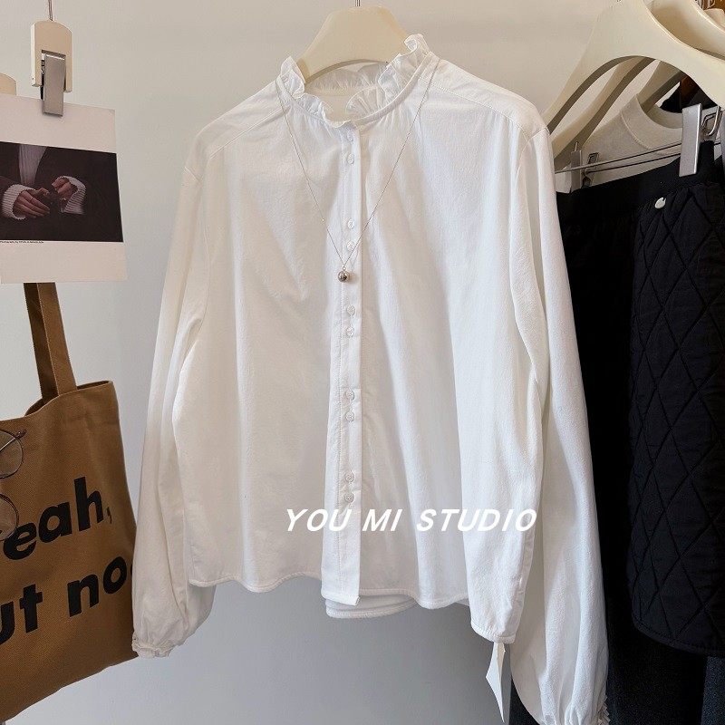 浪漫氛围加绒版双扣木耳领衬衫