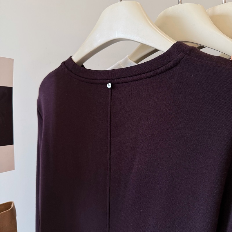 软乎乎加绒t后背笑脸纯色打底衫