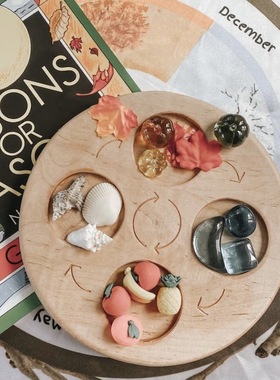 澳洲life cycle board蒙氏生长周期板 开放性 循环推演教具盘木制