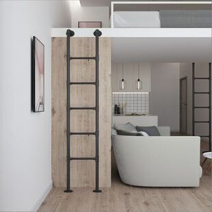 定制北欧铁艺水管梯子家用学生宿舍上下床双层组合床爬梯阁楼楼梯