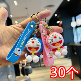 网红蓝胖子钥匙扣哆啦A梦动漫周边立体玩偶包包挂件伴手礼小礼品