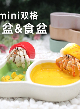 寄居蟹双格三格水盆～大小饲养箱可用清新色防倾倒陶瓷易清洗