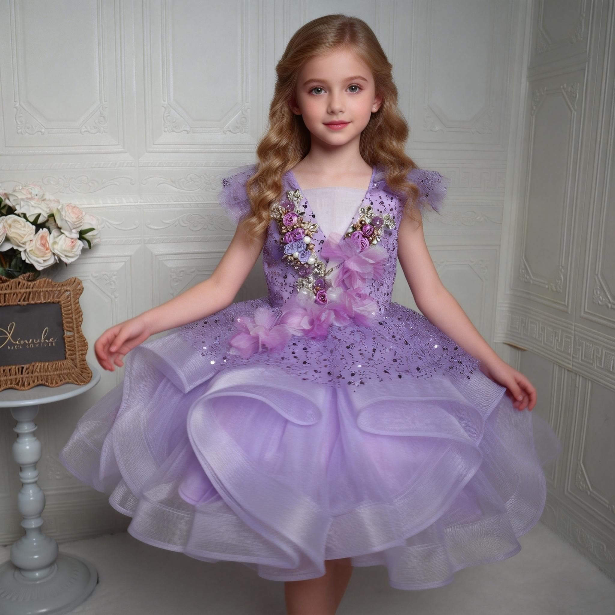 欣入荷儿童演出服女童紫色亮片网纱蓬蓬裙花童礼服演唱艺考表演服,童装/婴儿装/亲子装,儿童礼服,淘宝优惠券,粉丝福利购,淘宝优惠卷