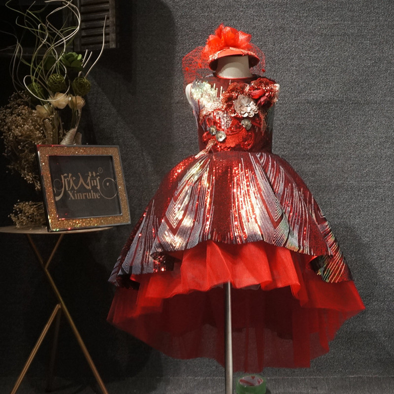 欣入荷大红色亮片主持钢琴国庆