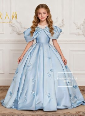 欣入荷女童公主礼服刺绣大摆