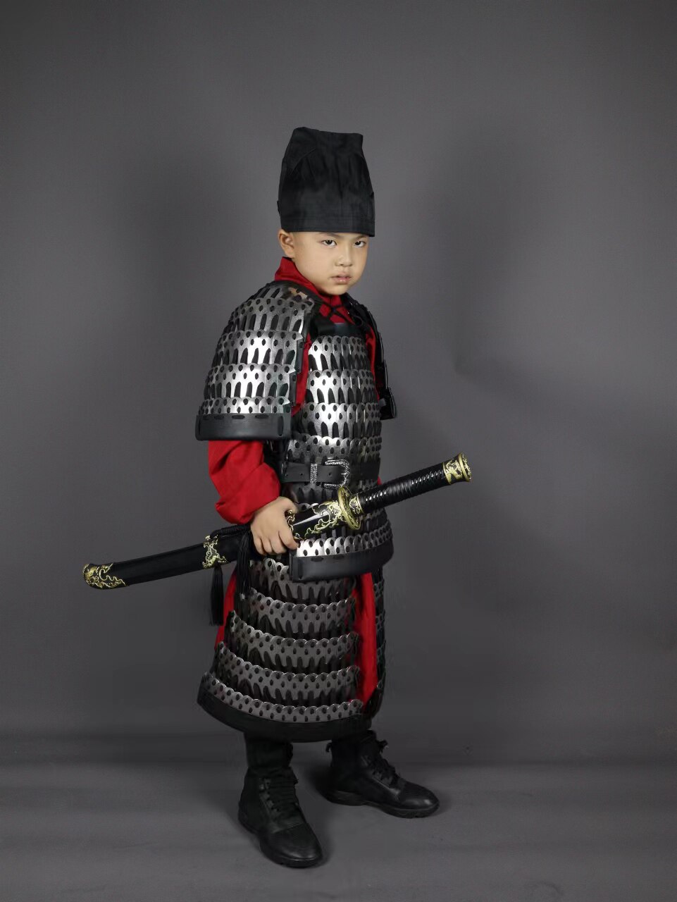 汉服儿童甲胄扎甲唐宋明两档甲胸甲关联鱼鳞甲山纹