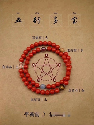 高含量红砂双圈五行手串手链2圈