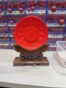 保真朱砂红砂水飞砂十二生肖九宫八卦盘大摆件居家办公室支持检测