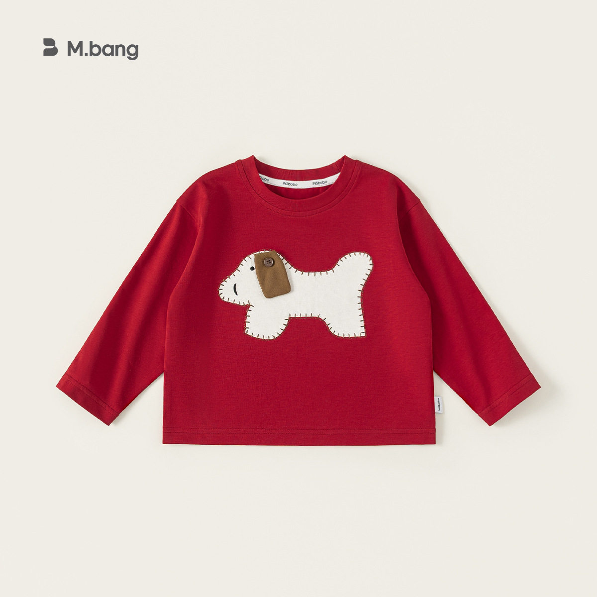 新年红色女童T恤春季新品卡通男童长袖上衣内搭帅气百搭宝宝衣服