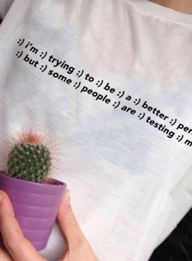 美式做个好人better字母态度slogan趣味减龄表情符号街头慵懒T恤