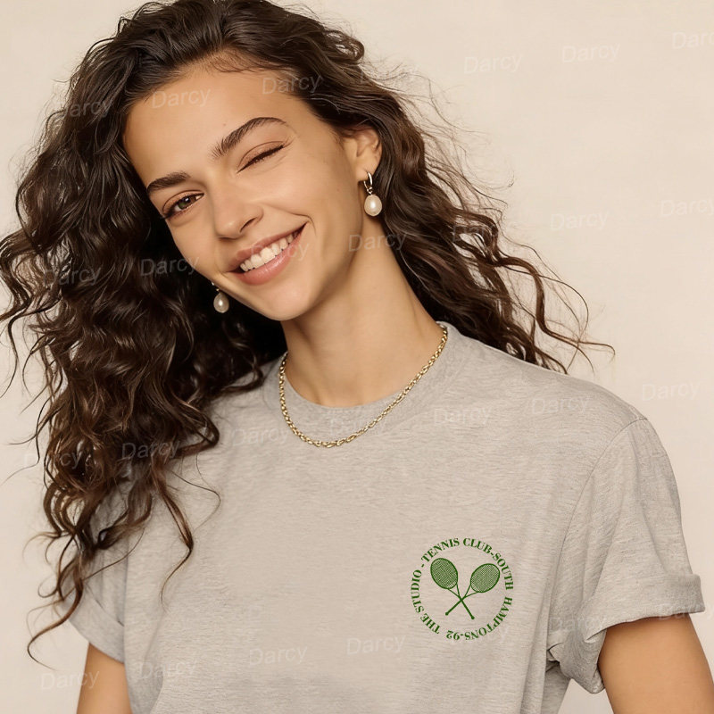 美式复古打网球暴汗网球春日燃脂减肥日常快乐跑步字母慵懒insT恤