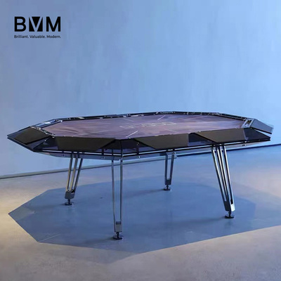 bvm苏里南玻璃德州扑克桌玻璃棋牌桌别墅会所筹码桌多人位德扑桌