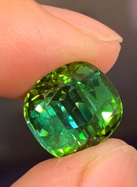 精切工8.57克拉天然蓝绿双色碧玺戒面裸石巴西老矿料晶体干净彩宝