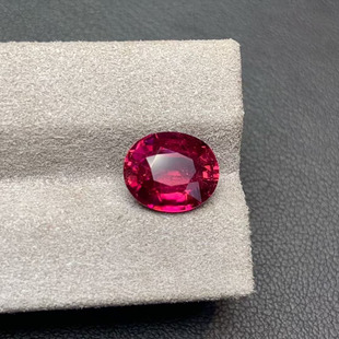 3.35克拉天然卢比莱红碧玺戒面裸石椭圆形颜色明亮珠宝精品满火彩