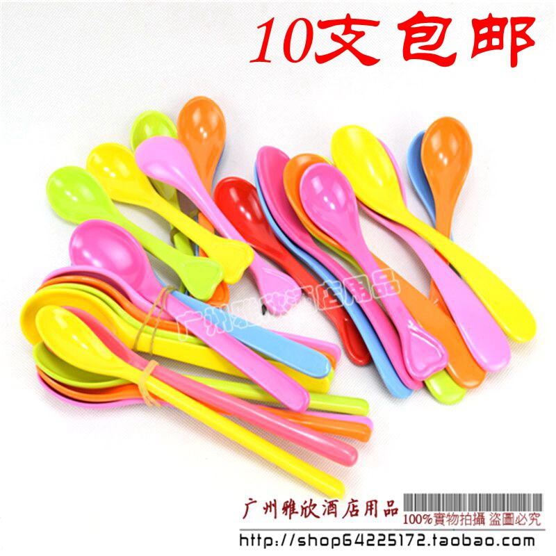 包邮A5可爱卡通儿童塑料勺子糖果彩色仿瓷小勺吃饭勺吧更吧勺密胺