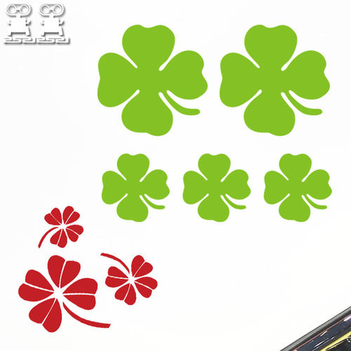 DIY春季绿色幸运四叶草汽车贴纸