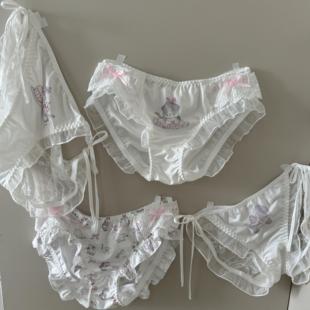 少女梦境 小熊宝宝 芭蕾小猫可爱激萌少女心甜美花边绑带蕾丝内裤