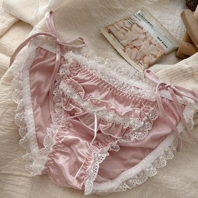 人鱼公主珠光蕾丝绑带少女内裤