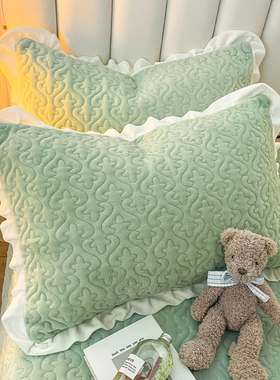 牛奶珊瑚绒枕套一对装枕头套加厚枕芯内胆套学生宿舍单人48x74cm