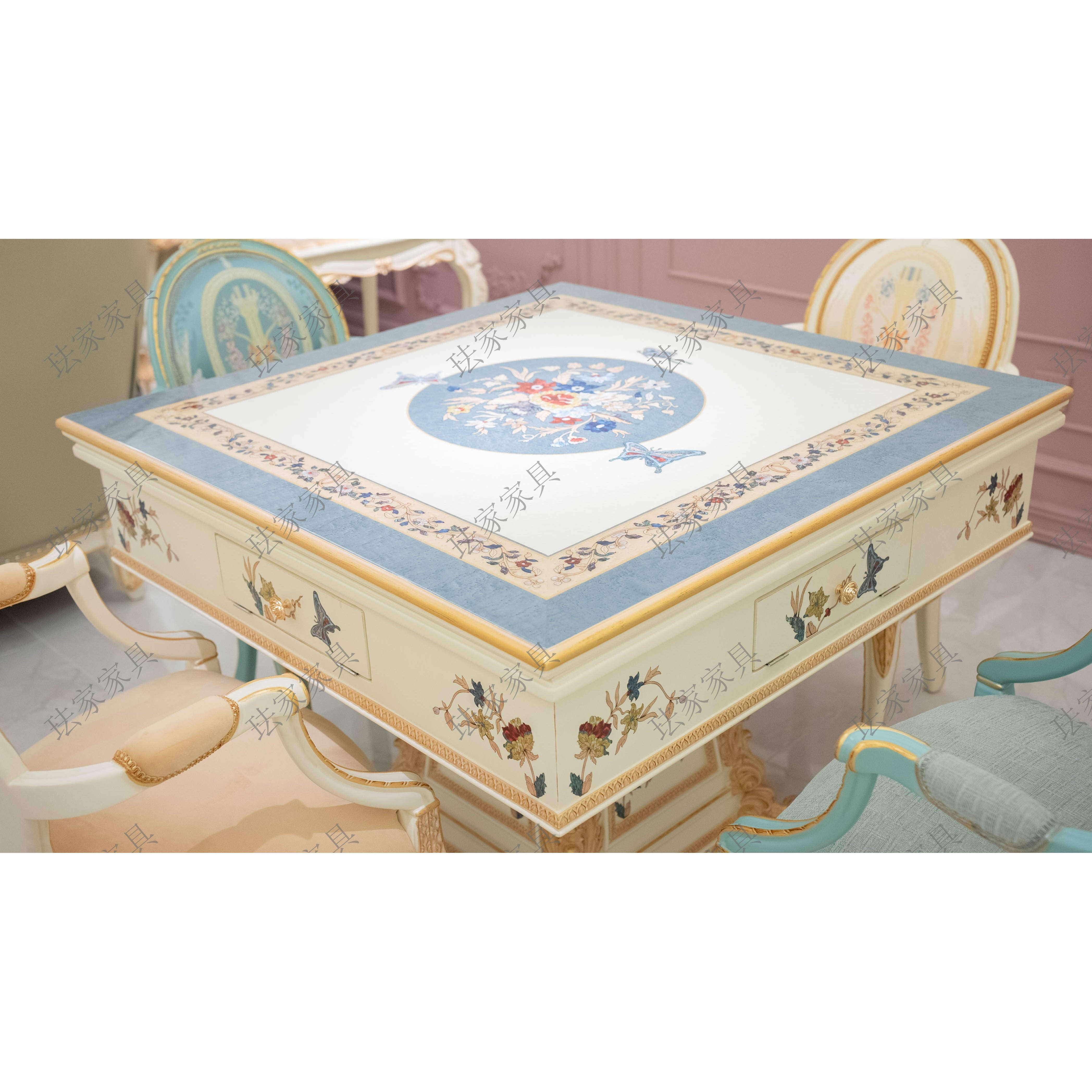 珐家法式奢华实木麻将桌法式宫廷雕刻棋牌桌娱乐桌自动棋牌桌,住宅家具,麻将桌,淘宝优惠券,粉丝福利购,淘宝优惠卷