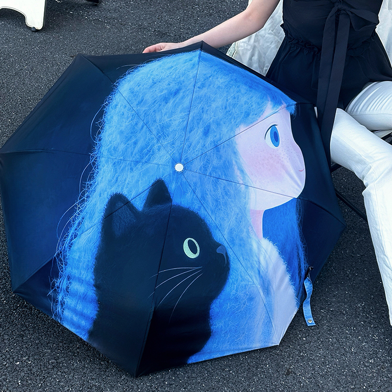 新款卡通折叠雨伞防晒防紫外线黑胶遮阳伞女晴雨两用全自动太阳伞
