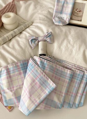 韩风高颜值格子折叠伞防晒防紫外线女遮阳伞全自动晴雨两用太阳伞