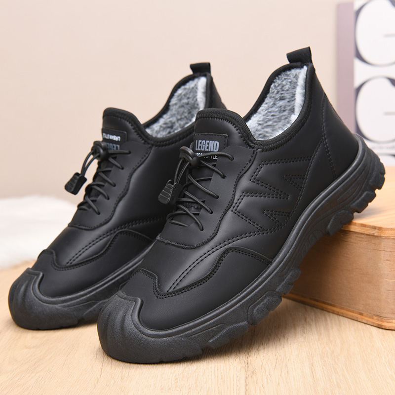 老北京棉鞋男冬季皮面加绒保暖爸爸鞋加厚防滑软底父亲鞋防寒短靴