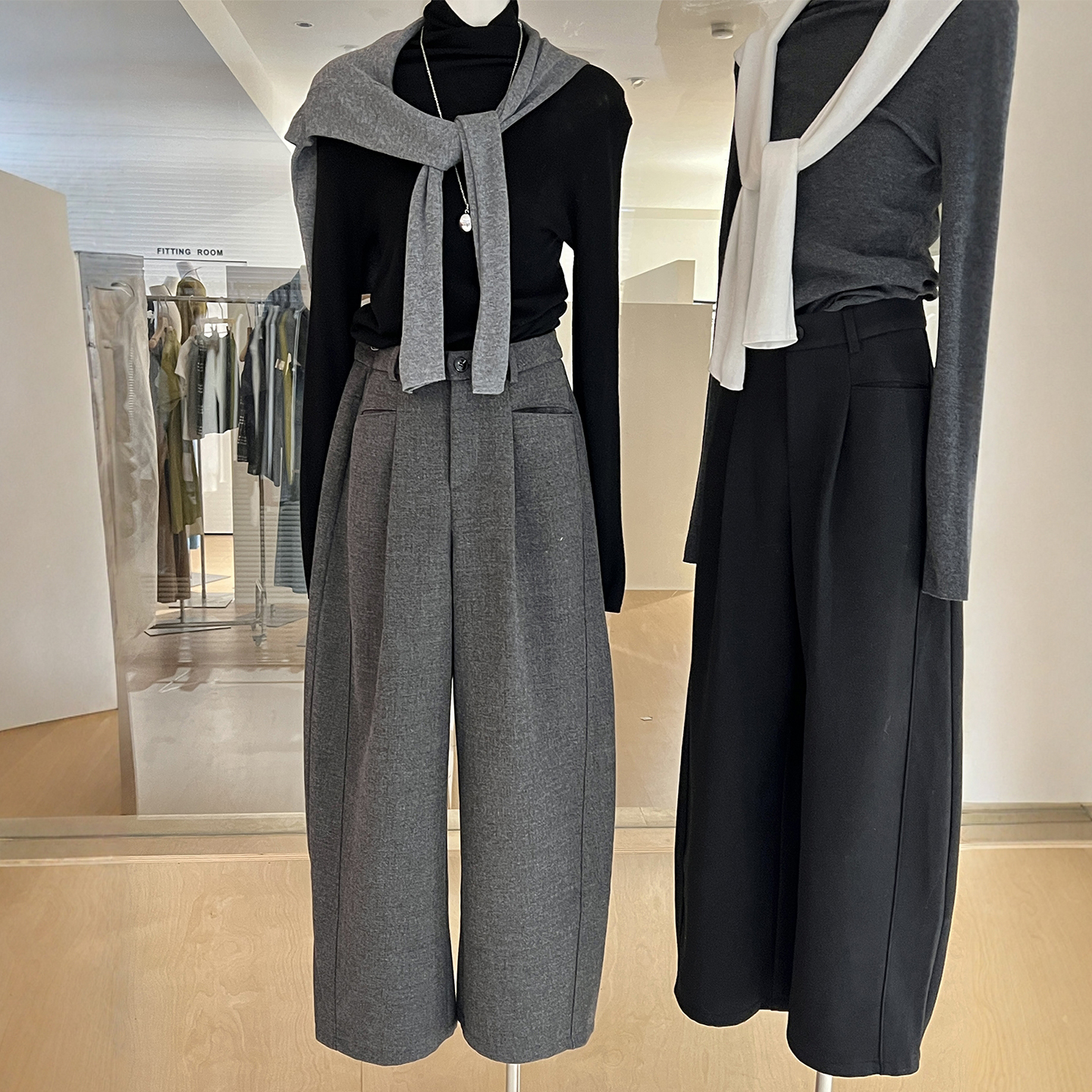 加绒毛呢西装阔腿裤小弯刀高级感