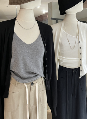 针织开衫女秋新款外搭长袖v领简约 气质老钱风软糯高级感外套上衣