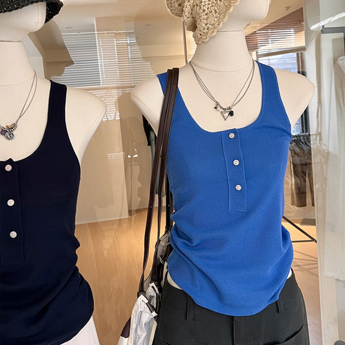 质感针织U领工字背心修身遮副乳