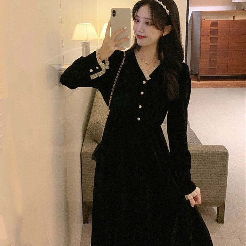 设计感气质显瘦法式桔梗连衣裙