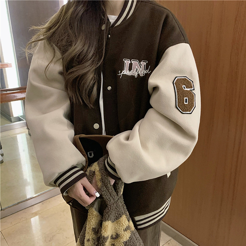 学院风宽松加绒加厚卫衣外套