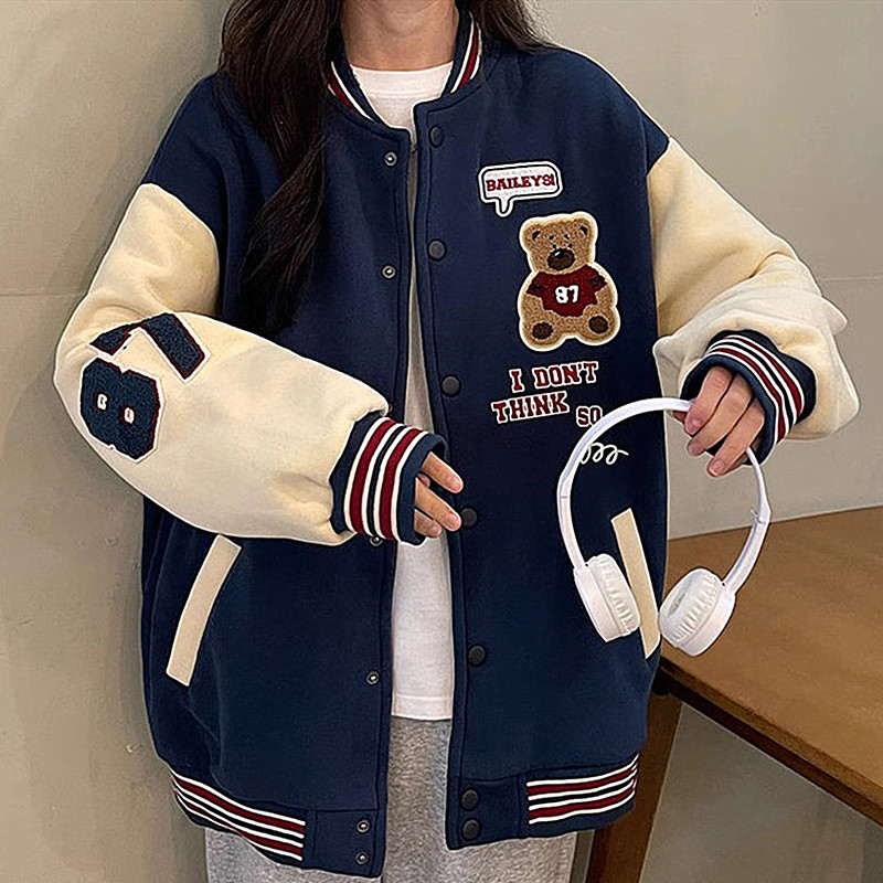 美式复古棒球服宽松休闲夹克外套