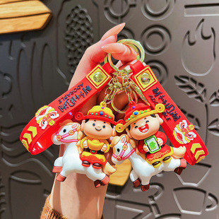 新款马上发财挂件可爱卡通马年吉祥物财神公仔包包挂件新年小礼品
