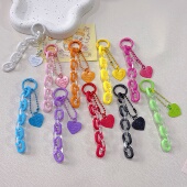 新色系夏日果冻亚克力链条爱心airpods保护套挂件包包钥匙扣挂链