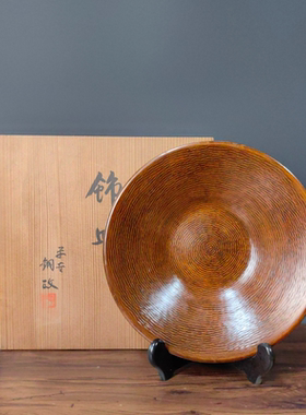 铜制果盘复古桌面日本名家摆件