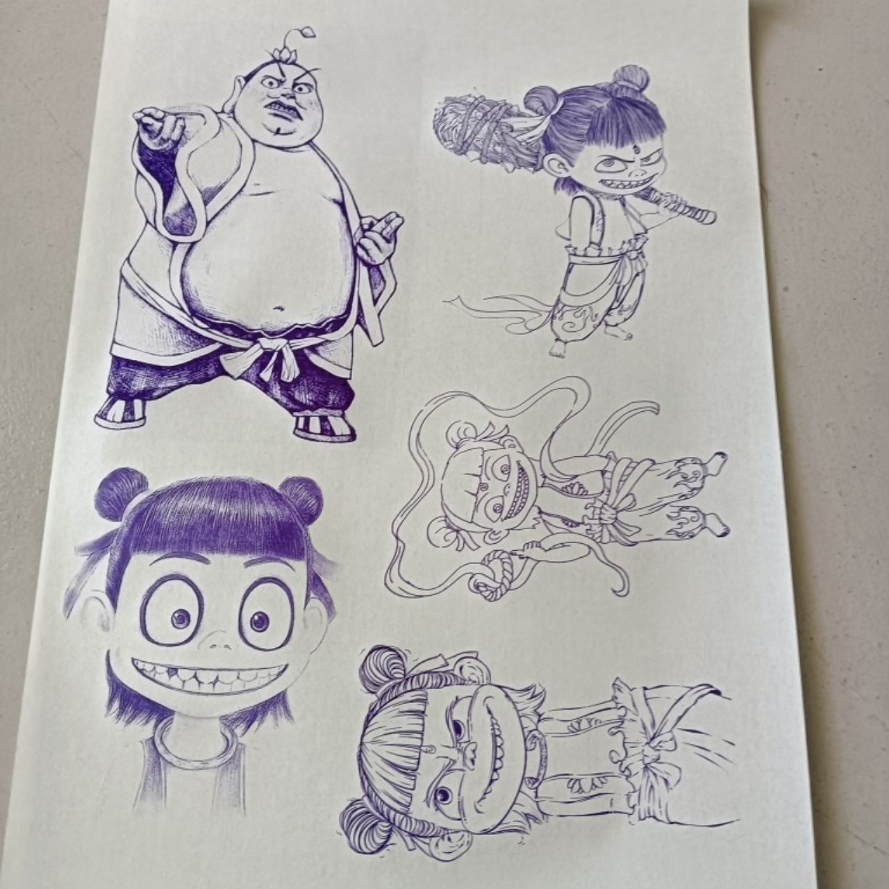 哪吒葫芦玉竹烙画烫画转印贴纸转印稿一张送一瓶十毫升转印油