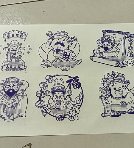 葫芦玉竹转印纸带图财神 带1瓶10毫升转印油转印图高8厘米左右